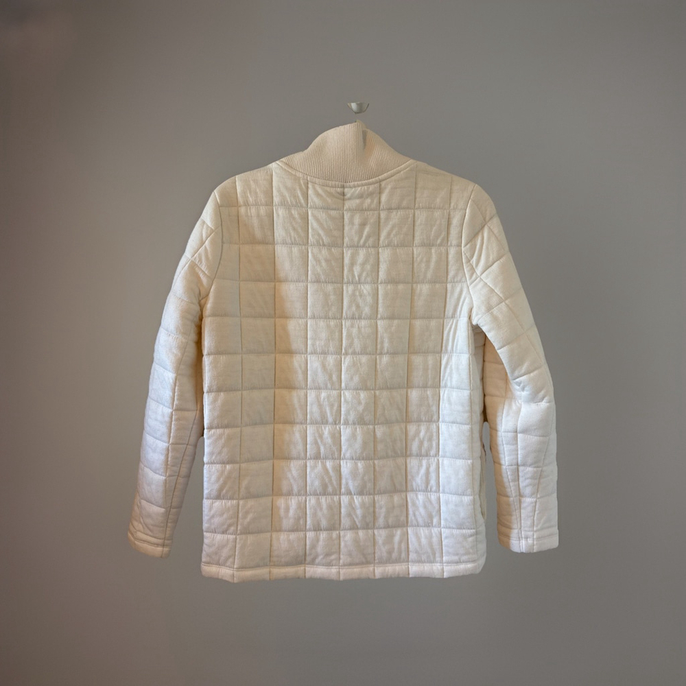 Women’s Gap Fit XS Off White Quilted Quarter Zip Pullover Jacket - Picture 3 of 4
